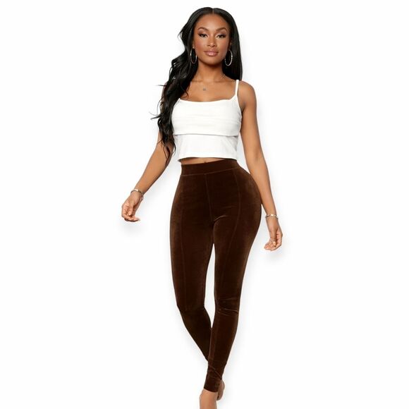 Unbranded Pants - SHEIN SXY Brown Velvet Leggings Size Small NWOT